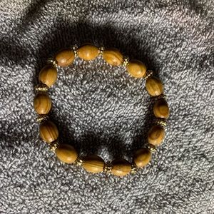 Wooden Beads with Gold Embellishments